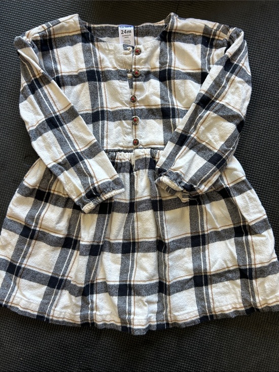 Carter's Other - Carter's Cream & Black Plaid Button-Front Dress